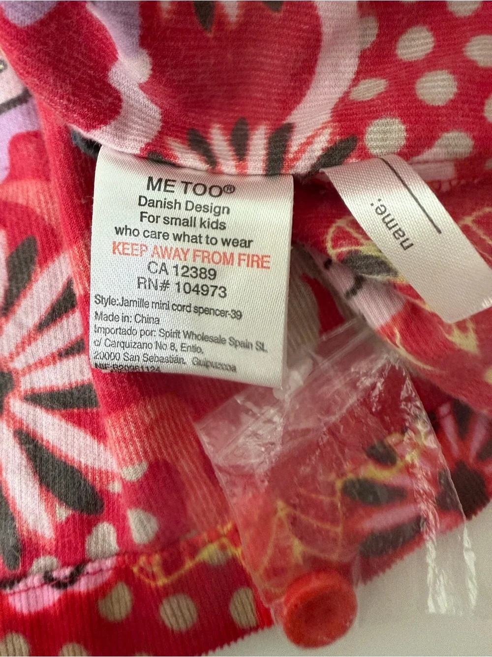 me too Red Floral Button-Front Ruffle Dress Size 2Y